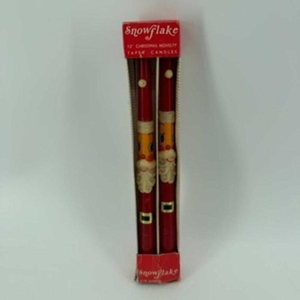 Vintage Snowflake 12 Inch Santa Claus Christmas Novelty Taper Candles Set‎ of 2